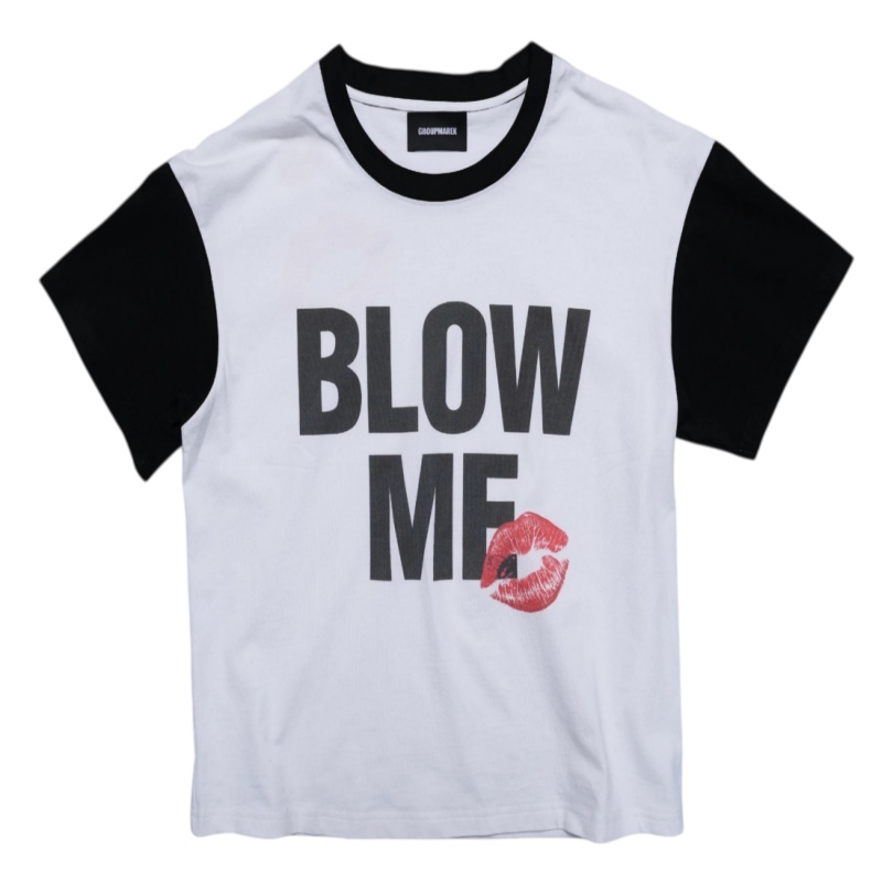 Groupmarek Blowme Black and White Patchwork tee