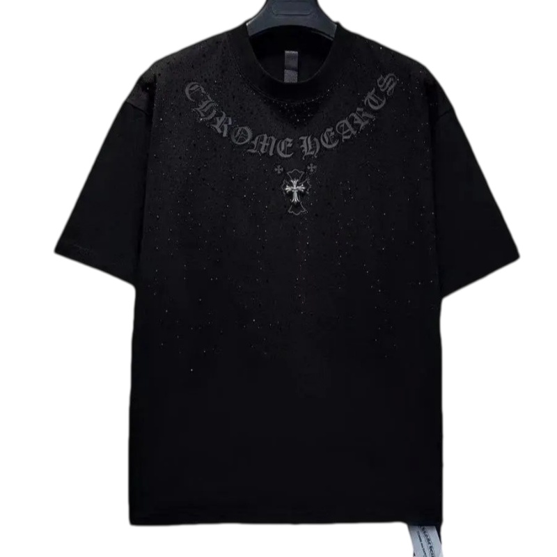 Chrome Hearts Shiny Tee with rhinestones