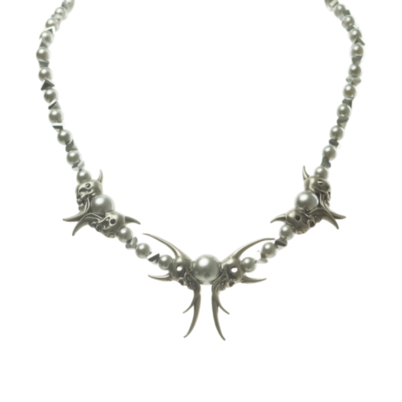 Iiimiii Black Painting II Series Dark Fancy Beaded Necklace
