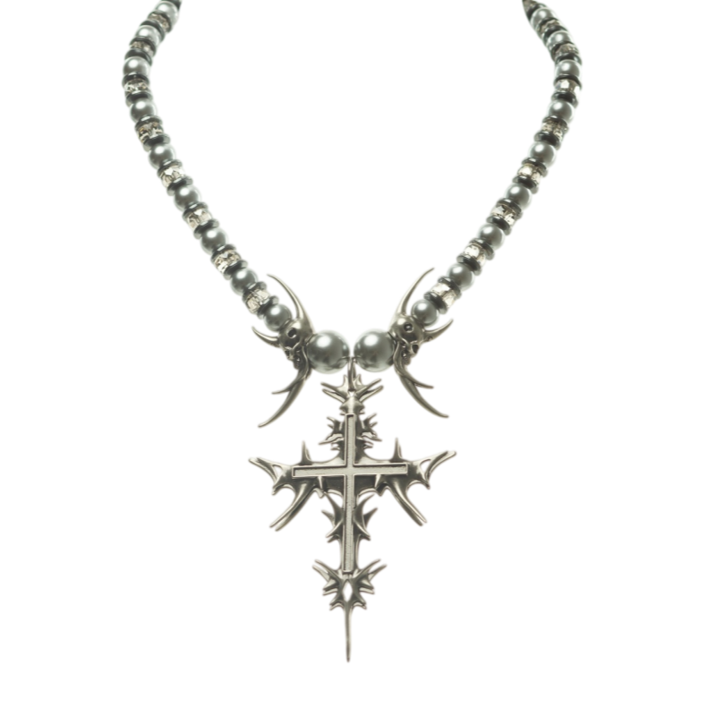 Iiimiii Black Painting Ii Series Dark Fancy Beaded Necklace
