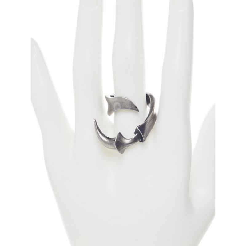 Iiimiii Black Painting Iii Series Dark Fancy Claw Hook Metal Patchwork Special-Shaped Ring