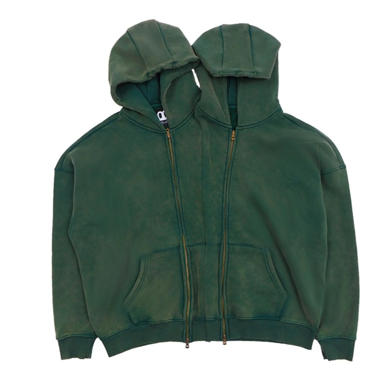 Nothingnessworld 23Aw "Confusion" Series Double Hood Distressed zip-up