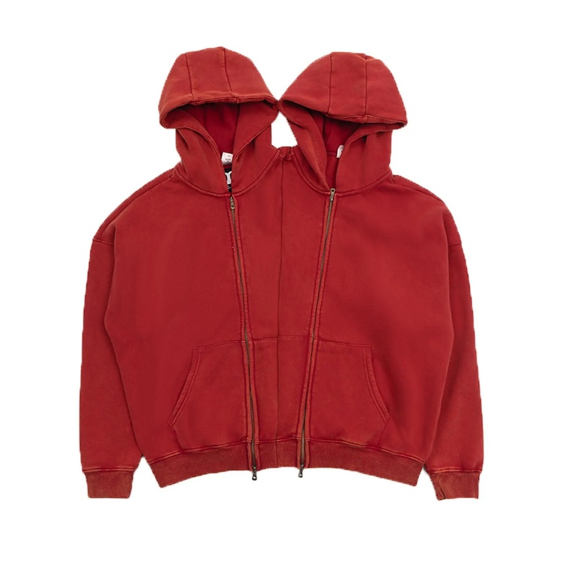Nothingnessworld 23Aw "Confusion" Series Double Hood Distressed zip-up