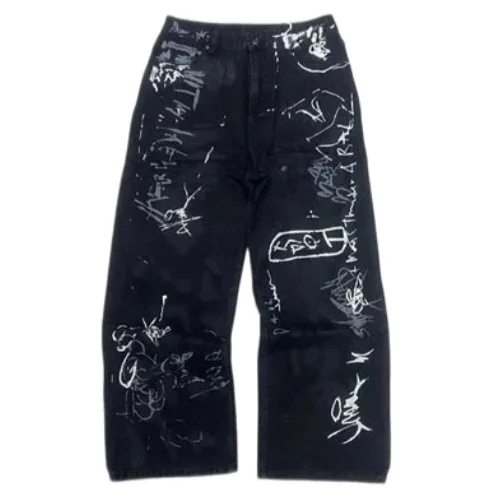Balenciaga Baggy Black Grafitti Jeans