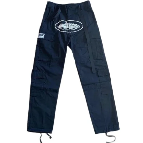 Corteiz classic cargo black whitelogo pant